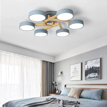 Lustre LED suspension style nordique en bois massif — LZ4X9P
