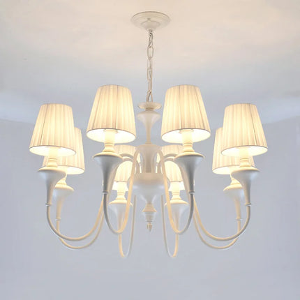 Lustre métal à 3 ou 6 lumières avec abat-jour en tissu — LZ4X9M