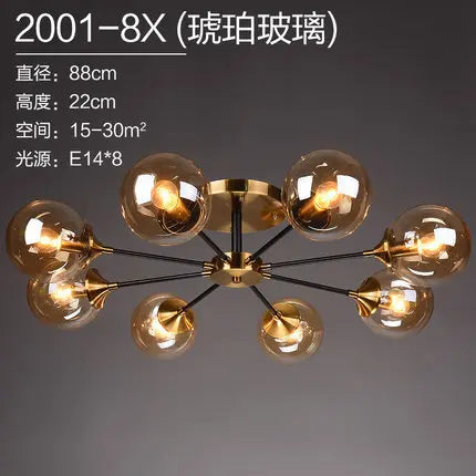 Lustre boule en verre transparent et gris fumé design LED — LZ4X9T1