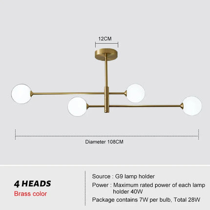 Lustre nordique en cuivre avec verre créatif et forme haricot — LZ4D9XQ