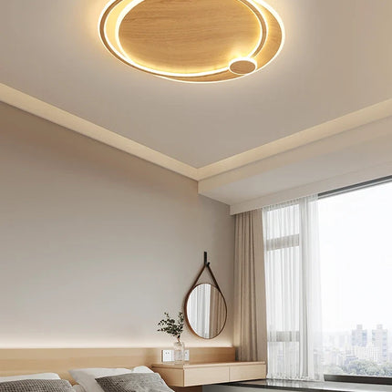 Lustre circulaire en bois avec éclairage intelligent — LZ4X9P2