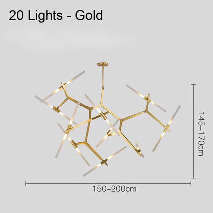Suspension lustre moderne tube LED en verre pour décoration — LZ4X9P2