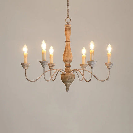 Lustre suspension en bois style américain rural vintage pour salon et salle à manger — LZ4X9B