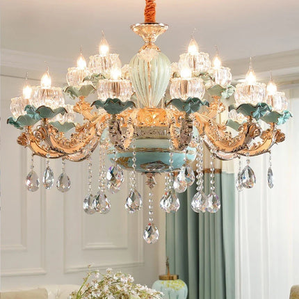 Lustre suspension style européen rétro en cristal et céramique — LZ4D9XQ