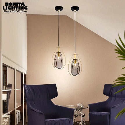 Suspension en cristal avec anneau métallique style nordique élégant — LZ4Q7M2