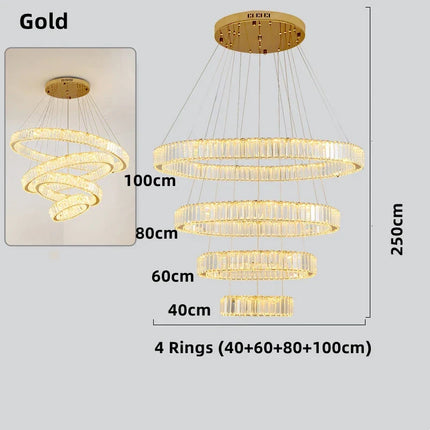 Lustre moderne en cristal avec anneaux réglables pour intérieur — LZ4X9P2