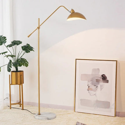 Lampadaire nordique doré à base en marbre réglable — LZ4X9T