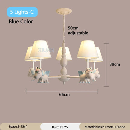 Lustre suspension dessin animé licorne pour chambre d’enfant — LZ4P9XQ