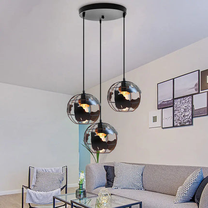 Suspension métal avec abat-jour globe style industriel moderne — LZ4X9T