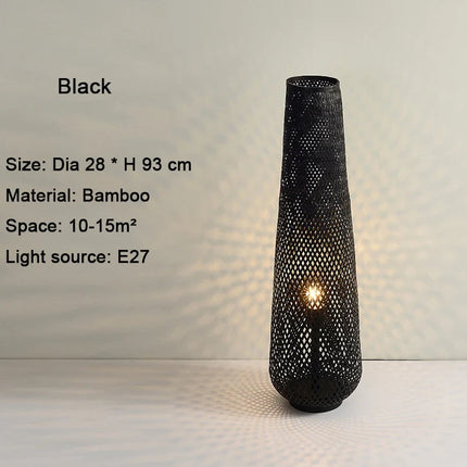 Lampadaire en osier et bambou tissé au style rétro — LZ4X9P2
