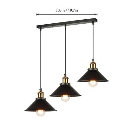Lustre suspension industriel rétro à trois têtes pour intérieur — LZ4X9P