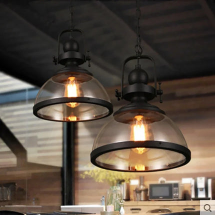 Suspension rétro en fer avec abat-jour en verre décoratif — LZ7XQ2