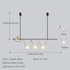 L120cm / Corps de lampe doré / Lumière blanche