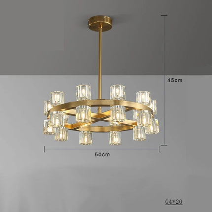 lustre led en cuivre et cristal design moderne luxueux