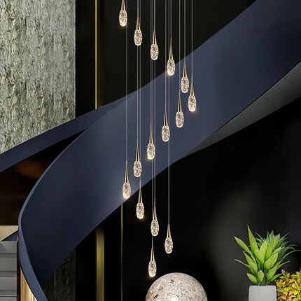 Lustre rotatif en cristal pour escalier duplex moderne de luxe — LZ4X9P2Q