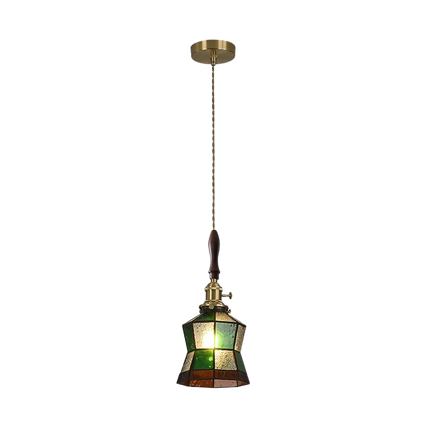 lustre antique de luxe suspendu en verre et laiton