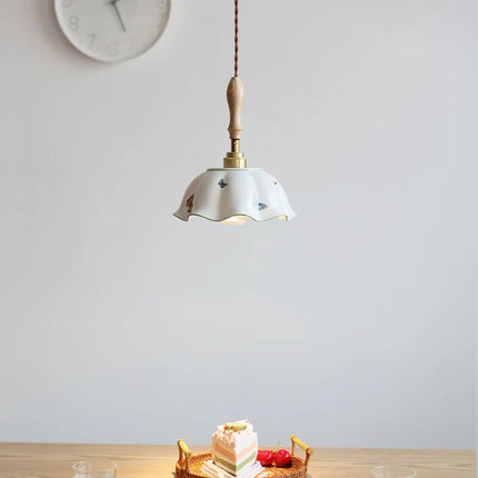Suspension design papillon en céramique et bois — LZ4X9B