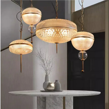 Suspension en verre champagne avec structure métal doré 3000K — LZ4X9M