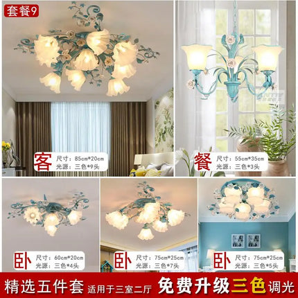 Plafonnier rétro en céramique décor fleurs et plantes lumineuses — LZ4X9Q7N