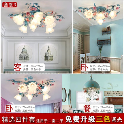 Plafonnier rétro en céramique décor fleurs et plantes lumineuses — LZ4X9Q7N