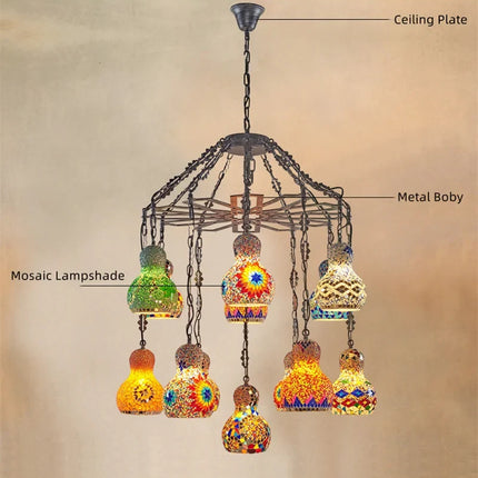 Lustre suspension en mosaïque turque colorée style art déco romantique — LZ4X9P2