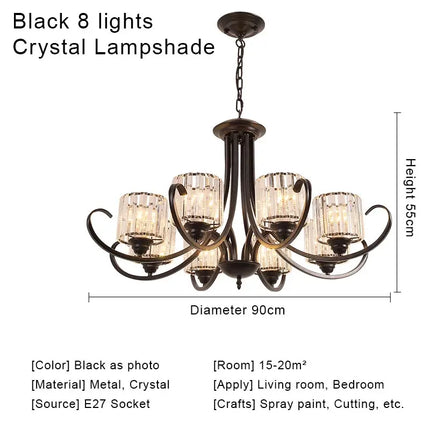 Lustre suspension cristal rétro pour décoration intérieure — LZ4G7XQ