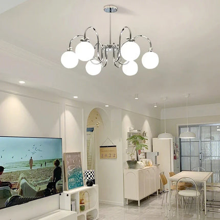 Lustre moderne en chrome avec suspension en verre transparent — LZ4X9B