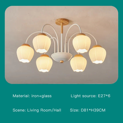 Lustre en verre à pétales pour décoration intérieure kawaii — LZ4X9T