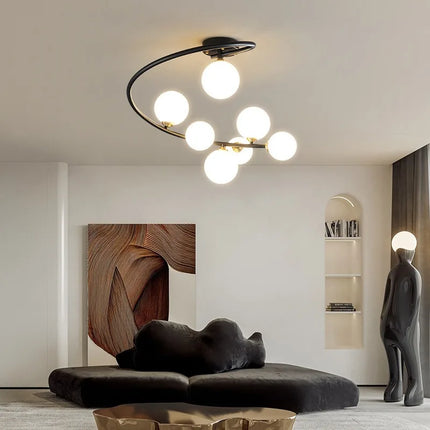 Plafonnier moderne en cuivre à forme irrégulière avec éclairage personnalisable — LZ4D7XQ