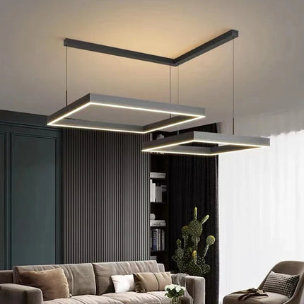 Lustre LED carré noir moderne pour salon et cuisine — LZ4X9P