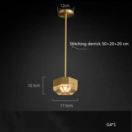 suspension led décorative en cuivre avec luminaire réglable