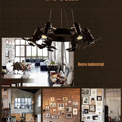 Lustre industriel vintage à six têtes pour commerces — LZ4X9P2