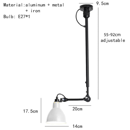 Lustre rétro américain avec abat-jour ajustable en hauteur — LZ4X7JQ