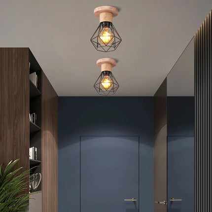 Suspension vintage en bois avec éclairage LED intégré — LZ4X9T