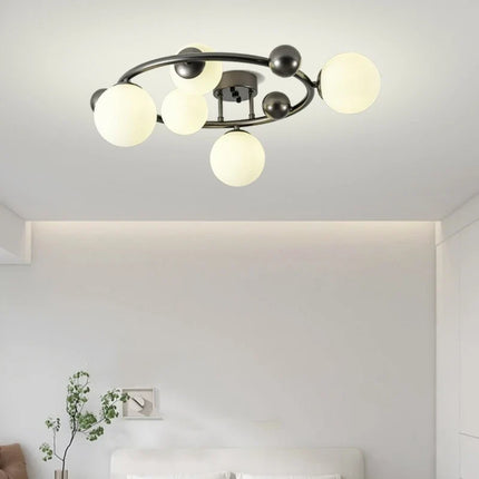 Suspension réglable en métal et verre blanc au design moderne — LZ4X9T