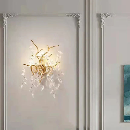 Applique murale LED art déco en cristal et aluminium doré — LZ4X9P2