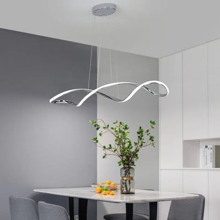 Lustre LED moderne multi-finitions or, chrome et noir avec télécommande L92cm — LZ4P7XQ