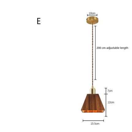 Suspension LED design nordique en laiton et bois pour cuisine îlot — LZ4X9Q2
