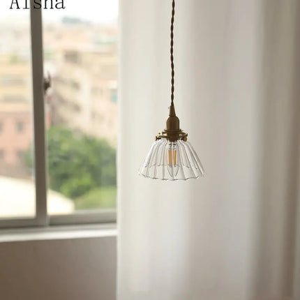 Suspension rétro en verre et laiton pour intérieur simple et créatif — LZ4XJ9