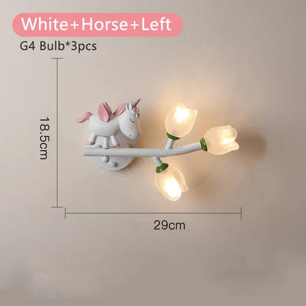 Applique murale LED G4 motif fille lapin et fleur pour enfants — LZQ7X9