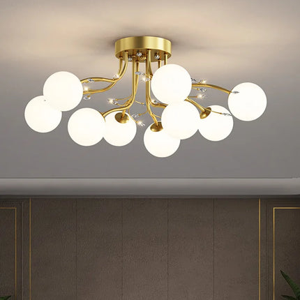 Lustre suspension boule en verre doré style nordique — LZ4X9P2