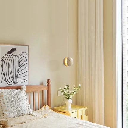 Lustre suspension en pierre de lune style wabi-sabi chaleureux — LZ4X9TQ