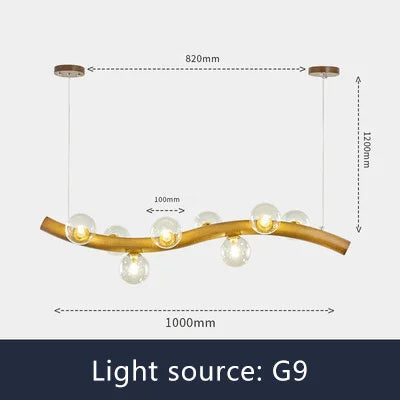 Suspension en bois massif avec globe en verre simple — LZ4X9P