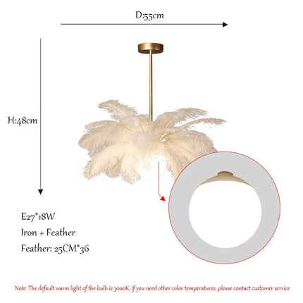 Lustre suspension LED plume d'autruche Sandyha Luxe — LZ4X9P2