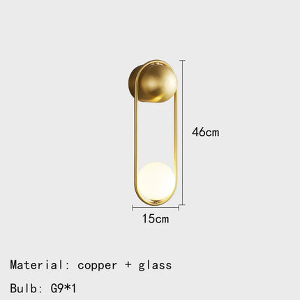 Applique murale en laiton avec globe en verre blanc pour tout espace — LZ4X9P2Q