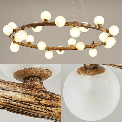 Lustre intérieur style wabi-sabi en bois artificiel — LZ4X9P2Q