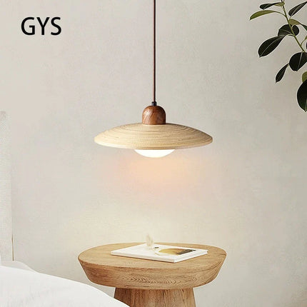 Suspension LED rétro en bois style japonais — LZ7D9Q