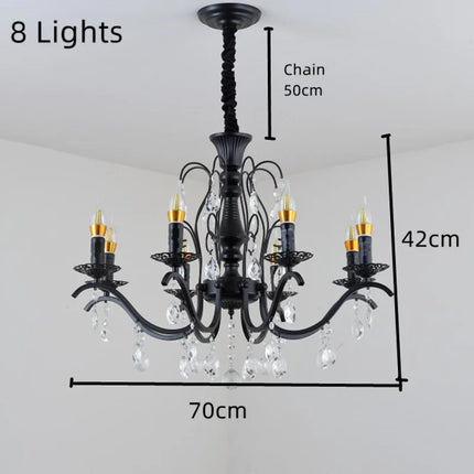 Lustre en fer forgé avec cristaux suspendus pour intérieur raffiné — LZ4X9P2