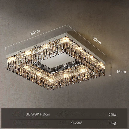 Lustre LED dimmable en cristal forme ronde et rectangulaire — LZ4P9XJ