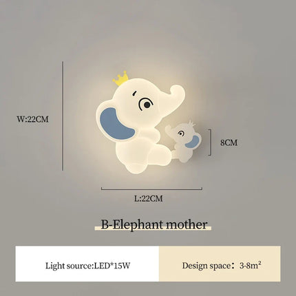 Applique murale moderne éléphant avec lumière douce pour enfant — LZ4P7XQ